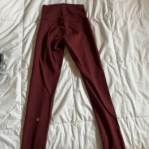 Burgundy size 2 wunder under lulu lemon leggings, worn one time.